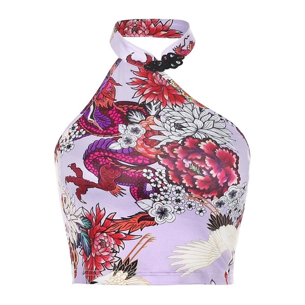 Oriental Style Lilith Top Dragon Print Asian